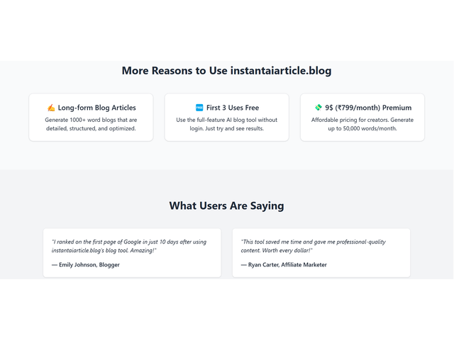InstantAIArticle.blog – The Smart Way to Write SEO-Optimized Blogs - 1/4
