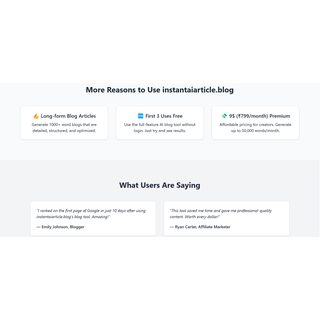 InstantAIArticle.blog – The Smart Way to Write SEO-Optimized Blogs