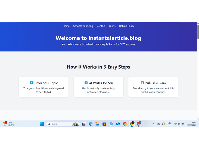 InstantAIArticle.blog – The Smart Way to Write SEO-Optimized Blogs - 3/4