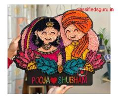 Indian Wedding Couple String Art | Personalised Anniversary Gift – Craftsbazaar